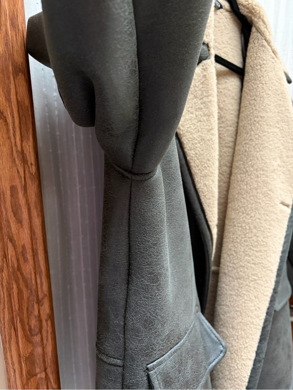 ZARA Oversized fit Faux Shearling Lined Double Breasted Faux Suede Jacket Coat - Picture 14 of 16